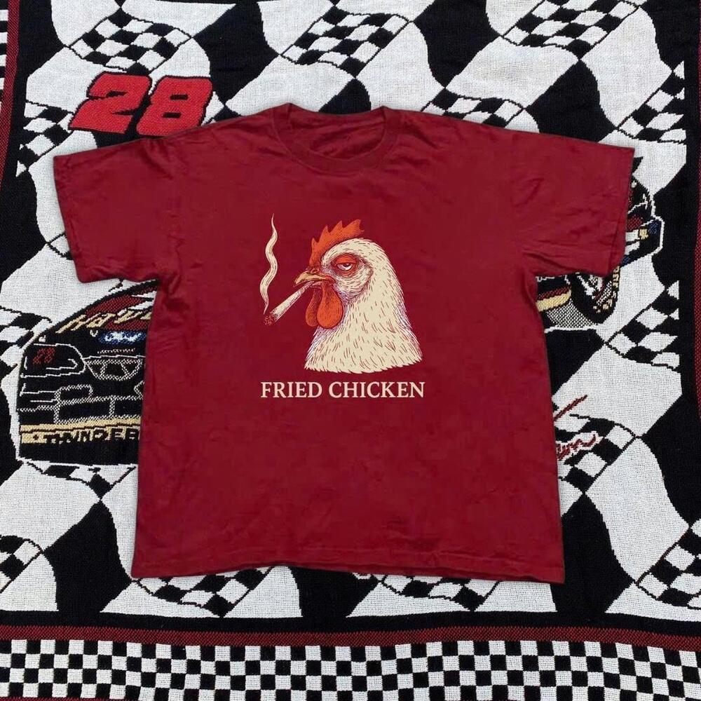 1980S Red Cotton Fried Chicken Graphic Tee Clothing